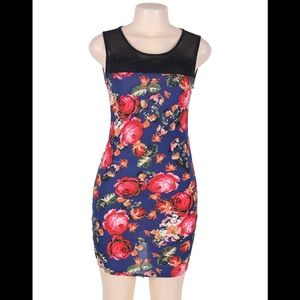 Royal Blue w/Floral Print Dress